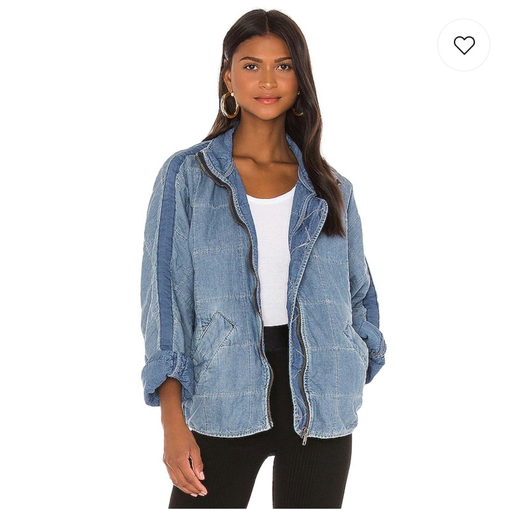 Free People Quilted Dolman Denim Jacket